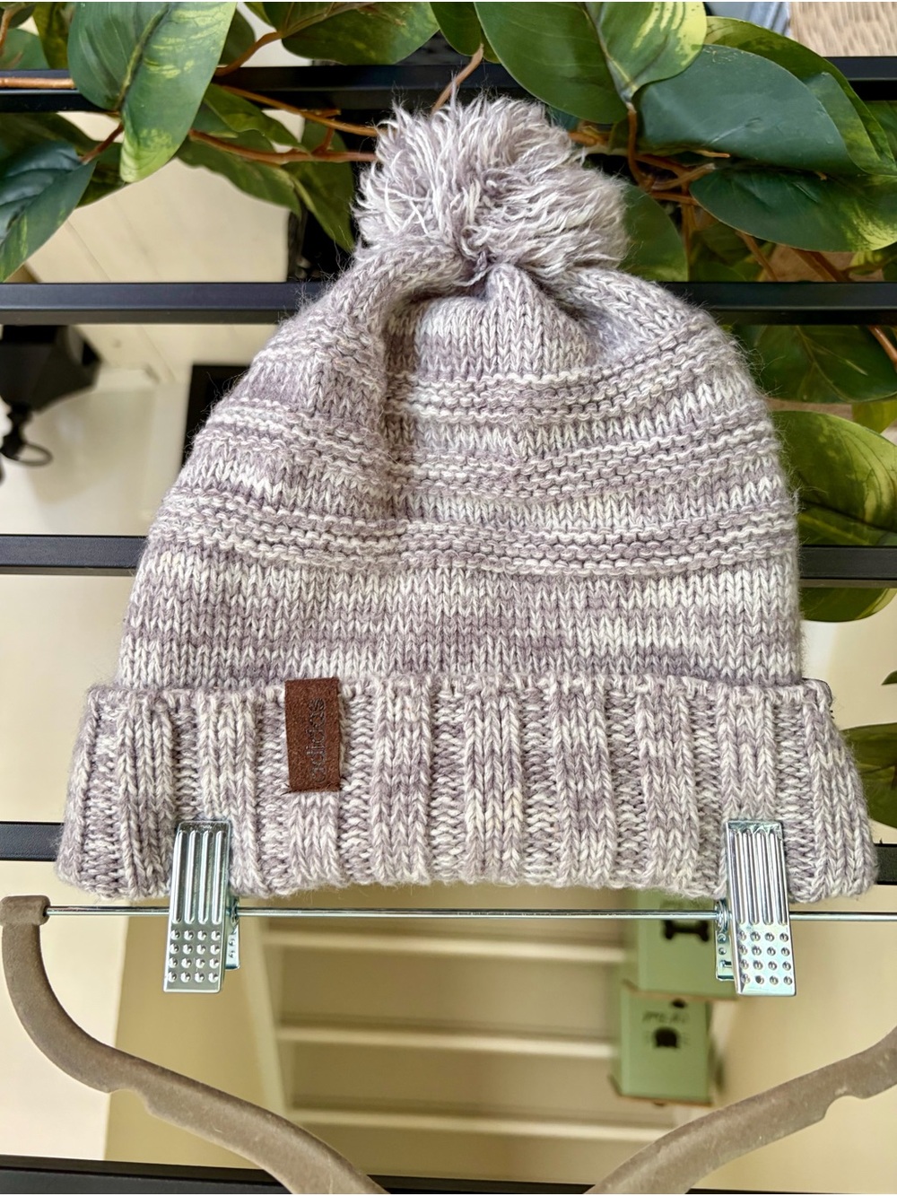 Adidas ClimaWarm Gray Marled Pom Pom Beanie Winter Hat Fleece Lined OSFM